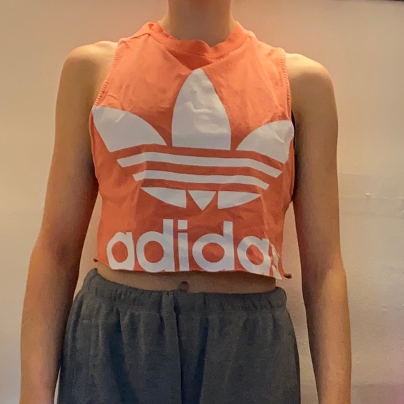 Coral Adidas Cropped Workout Top - Picture 4 of 5